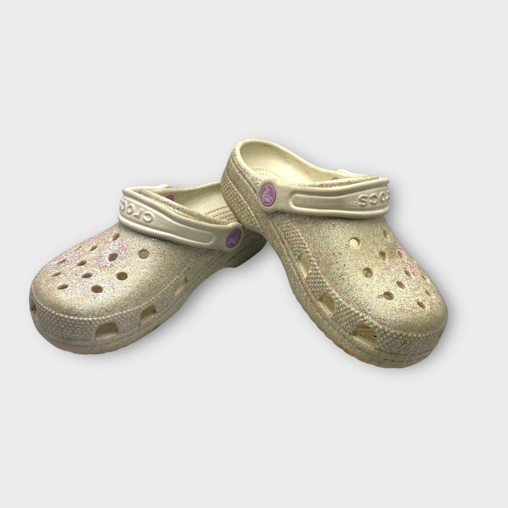 Crocs Kids Glitter Clogs - Cream